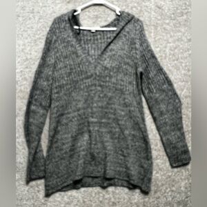Carolyn Taylor Woman’s Grey White Heathered Pullover Hooded Sweater Size Large